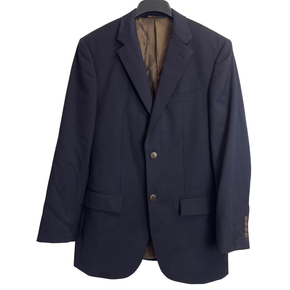 Joseph & Feiss Gold Mens 36R Navy Blue Two Button Blazer Jacket Notch Lapel